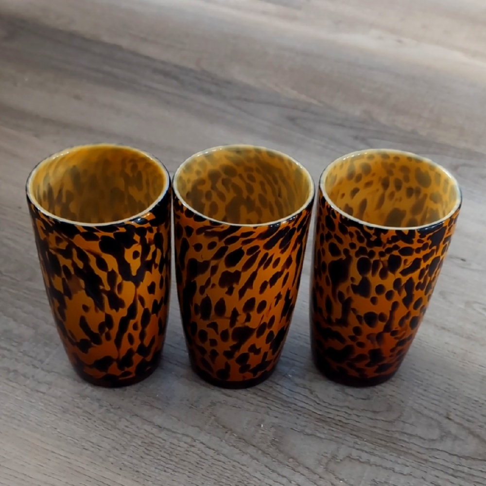 Set of 3 Amber Tortoise Shell Leopard Print glasses